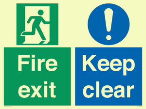 Fire exit Keep clear dual sign